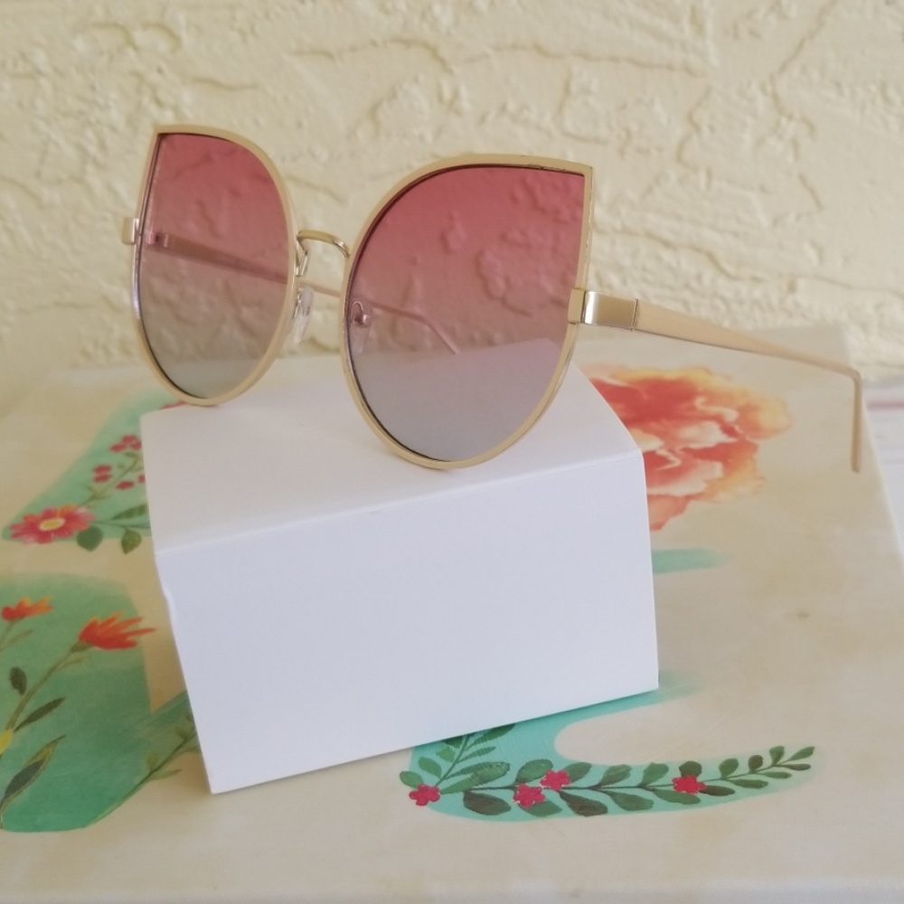 2019 CLEAR 2 TONE LENS CAT EYE STYLE SUNGLASSES  O - Picture 2 of 4